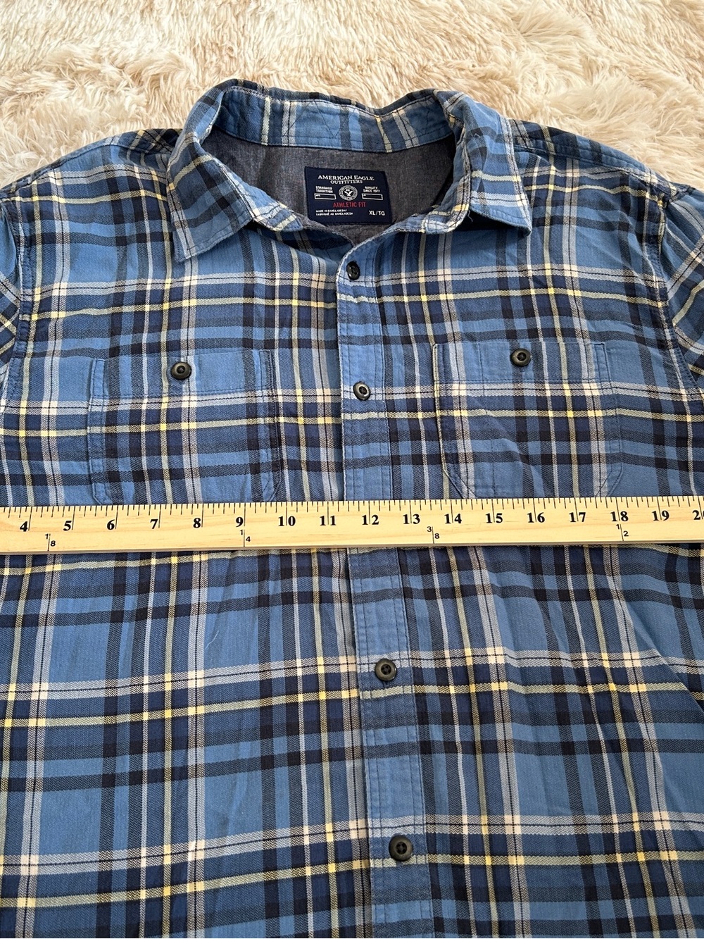 American Eagle Outfitters Blue Plaid Button-Down Shirt - Picture 10 of 11
